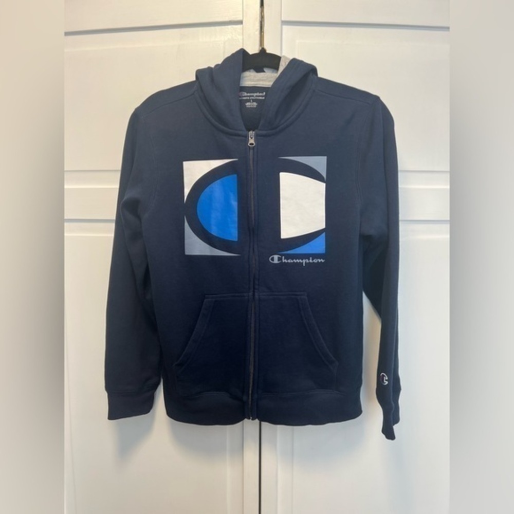 Champion Boys Full Zip With Hoodie Size Boys Large Color Blue